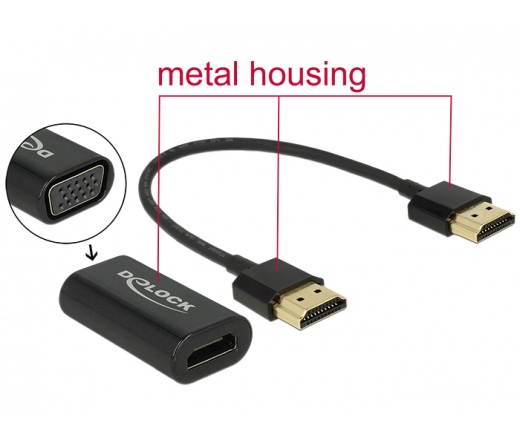 Delock Adapter HDMI-A-csatlakozódugóval > VGA-csat