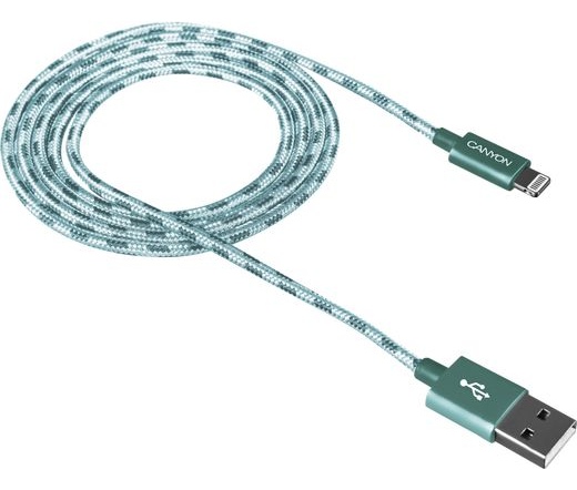 Canyon USB 2.0 A / Lightning fonott 1m zöld