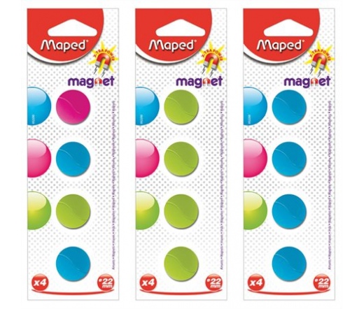 Maped Mágnes, kerek, 22 mm, vegyes színekben 4db