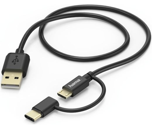Hama USB 2.0 A / micro-B + Type-C 1m