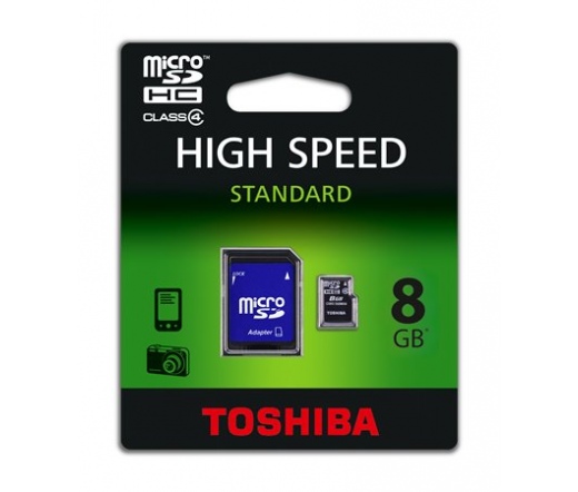 RAM MICRO SD CARD 8GB TOSHIBA CL4 Black + adapter