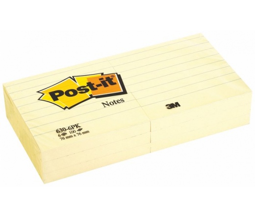 3M Postit Öntapadó jegyzettömb, vonalazott sárga