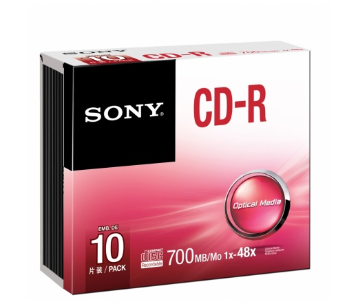 CD-R SONY 80MIN 700MB 48X 10PK SLIM CASE 10CDQ80SS