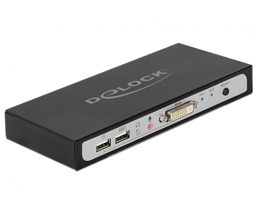Delock DVI KVM kapcsoló 2 > 1 USB-vel és audióval