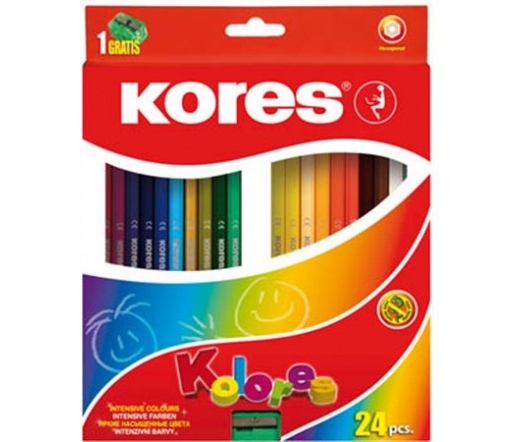 Kores Színes ceruza készlet, hatszögletű, 24 szín