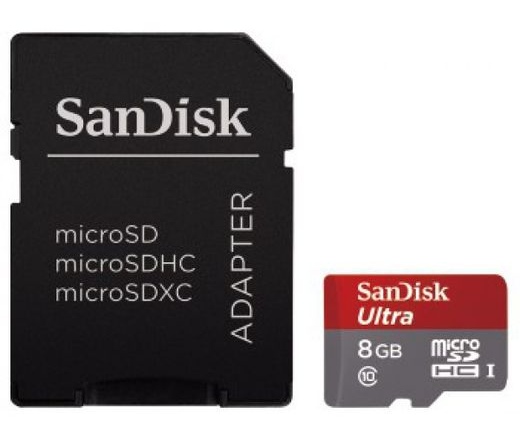 SanDisk Ultra microSDHC 8GB CL10 48MB/s + adapter 