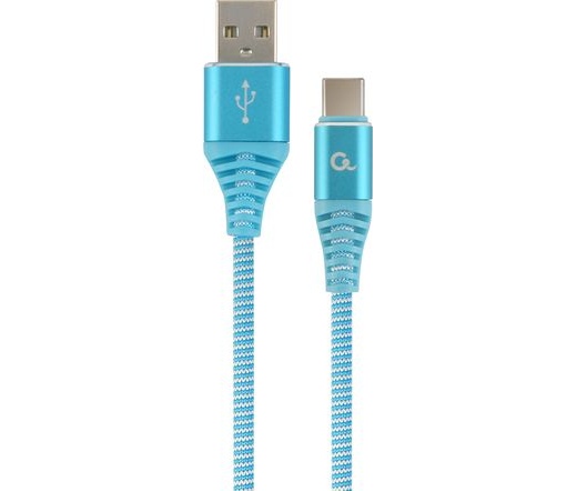 Gembird prémium USB-A/C töltő/adatkábel 1m türkiz