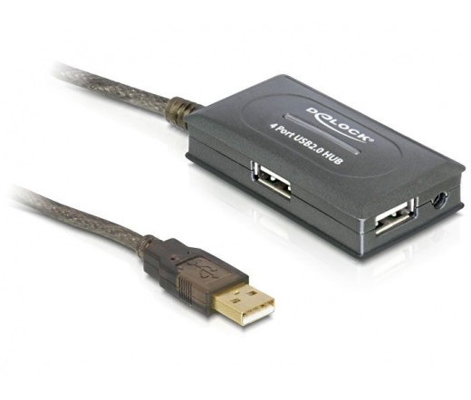 Delock USB 2.0 aktív hosszabbító 10m USB hub-bal