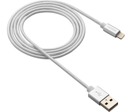 Canyon USB/Lightning MFI fonott 1m gyöngyfehér