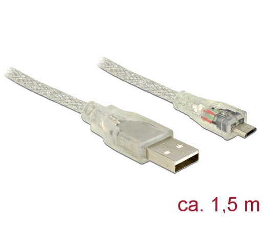 Delock USB 2.0 -A -> USB 2.0 Micro-B áttetsző 1.5m