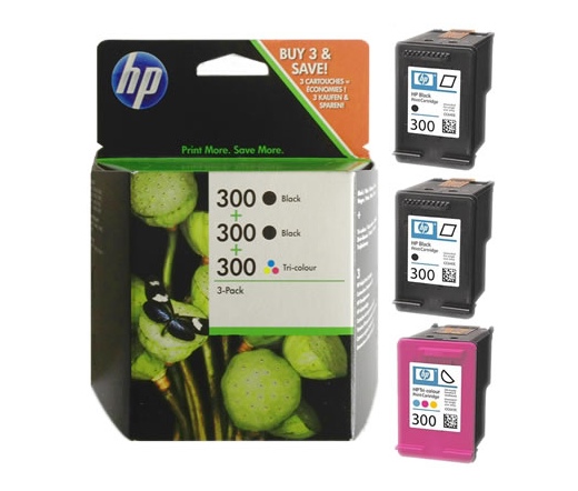 HP 300 3 csomag  (2fekete+1színes)
