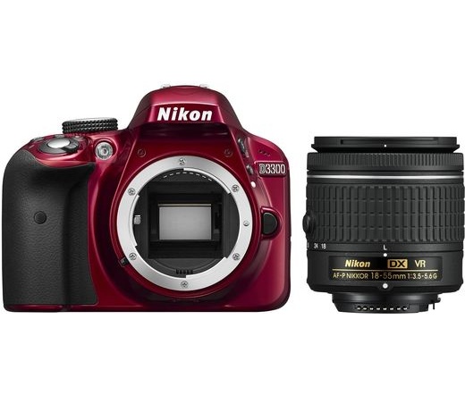Nikon D3300 + AF-P 18-55 VR kit vörös