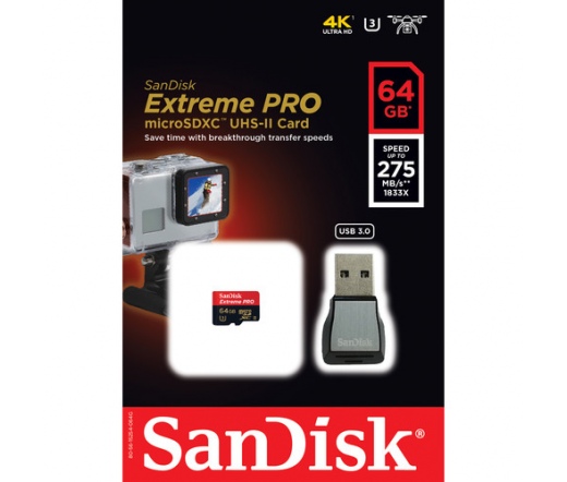Sandisk microSD 64GB Extreme Pro UHS-II U3  CL10 +