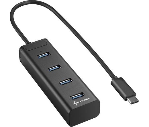 Sharkoon 4 portos USB Type-C alumíniumhub fekete