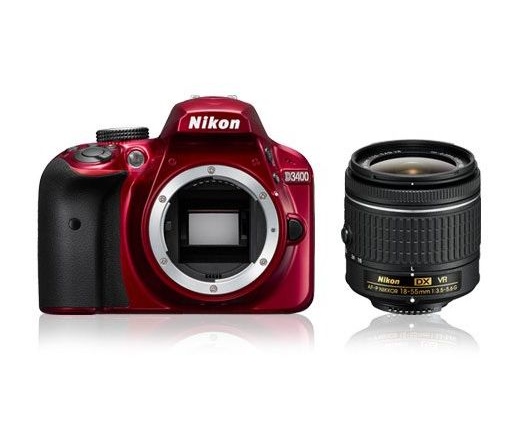 Nikon D3400 + AF-P 18-55 VR kit vörös