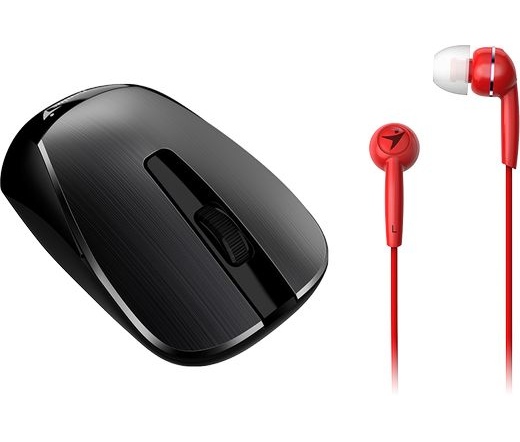 Genius MH-7018 fekete egér + piros headset