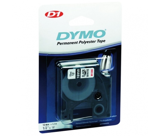 DYMO címke LM D1 poli 12mm fekete/fehér