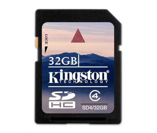 Memóriakártya, SDHC, 32GB, Class 4, KINGSTON