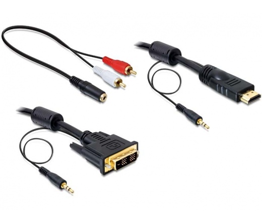 Delock DVI - HDMI kábel hanggal, apa - apa 3m