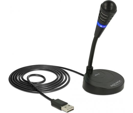 Delock USB mikrofon talppal és érintős némító gomb