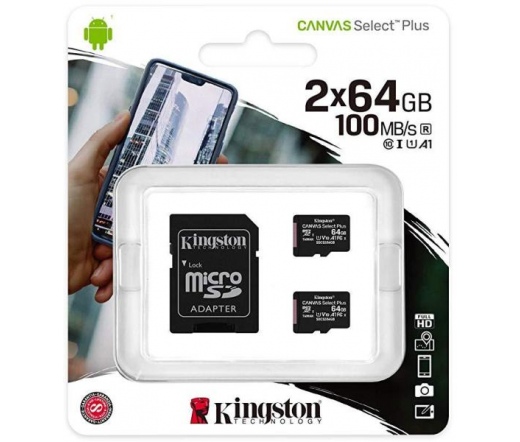 Kingston Canvas Select Plus microSDXC 64GB 2db+ad.