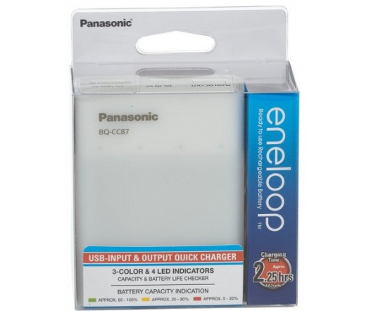 Panasonic Eneloop BQ-CC87 Töltő Akkumulátorral