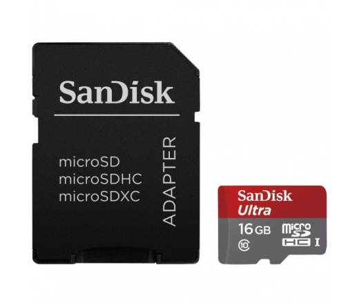 SANDISK microSDHC Ultra 16GB UHS-I A1 +Adapt.