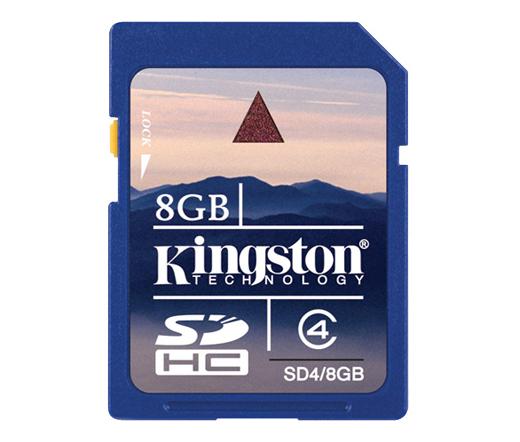 Memóriakártya, SDHC, 8GB, Class 4, KINGSTON
