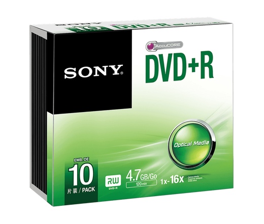 Sony DVD+R 10-es csomag 4.7GB 16x Slim