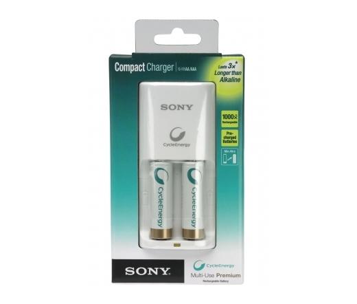 Sony kompakt töltő 2 db újratölthető AA elemmel
