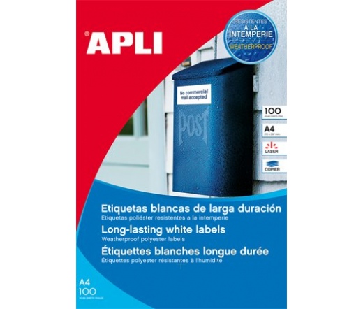 APLI etikett, 210x297 mm, poliészter, időjárásálló