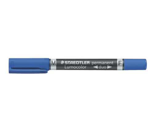 Staedtler marker, F/M, 0,6/1,5 mm, kétvégű, kék
