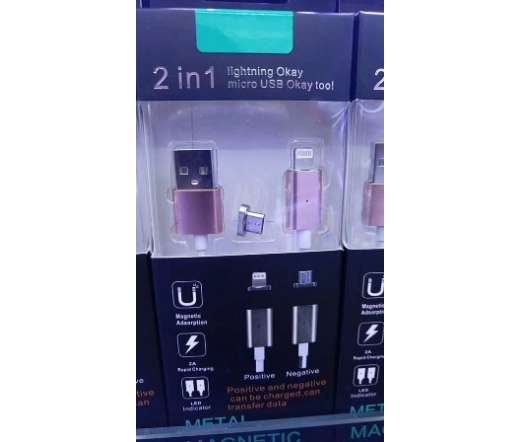 BH 2in1 Micro USB / iPhone mágneses töltőkábel 1m 