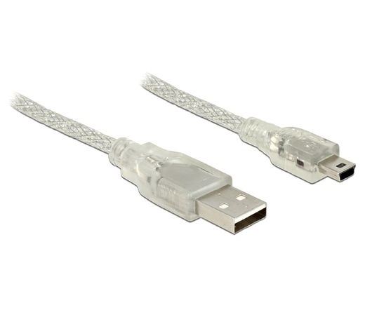 Delock USB 2.0 A > mini-B 3m áttetsző