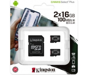 Kingston Canvas Select Plus microSDHC 16GB 2db+ada
