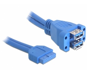 Delock USB 3.0 pin fejes kábel anya > 2 x USB 3.0-