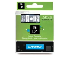 DYMO címke LM D1 alap 12mm Fehér/Átlátszó