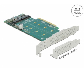 Delock PCI Express x8 > 2x NVMe M.2 Key M SSD LP