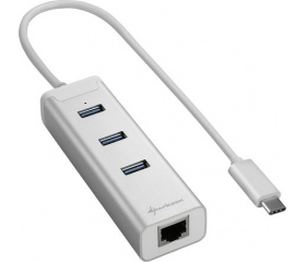 Sharkoon USB 3.0 Type-C hub + Ethernet ezüst