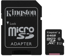 Kingston microSDXC CL10 UHS-I 45/10 64GB + adapter