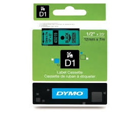 DYMO címke LM D1 alap 12mm Fekete/Zöld