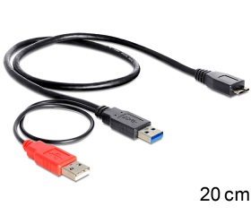 Delock USB 3.0-A male -> USB 3.0-microB+ USB 2.0-A