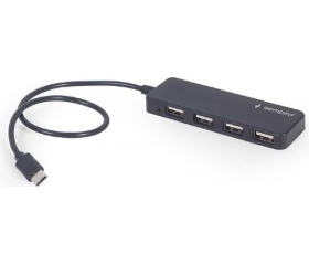 Gembird 4 portos USB Type-C hub, fekete