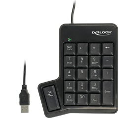 Delock USB Key Pad 19 keys + Tab key Fekete
