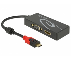 Delock Elosztó USB-C (DP Alt Mode) -> HDMI-A + VGA