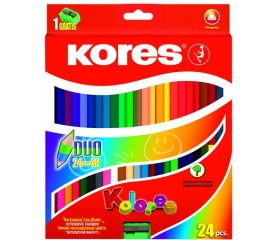 Kores Színes ceruza készlet, kétvégű, 24 szín
