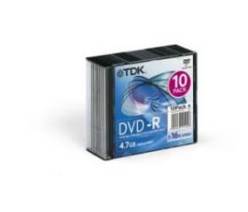 TDK DVD-R 4.7GB 16x 10db/Csomag SLIM Tok