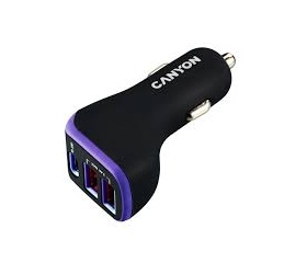 Canyon CNE-CCA08PU 2xUSB + USB-C Autós töltő