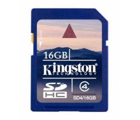 Memóriakártya, SDHC, 16GB, Class 4, KINGSTON