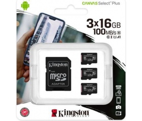 Kingston Canvas Select Plus microSDHC 16GB 3db+ada